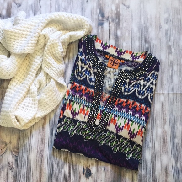 Tory Burch Multi Color Pattern Top๐๐โค๏ธ๐ค๐๐งก - Picture 1 of 8